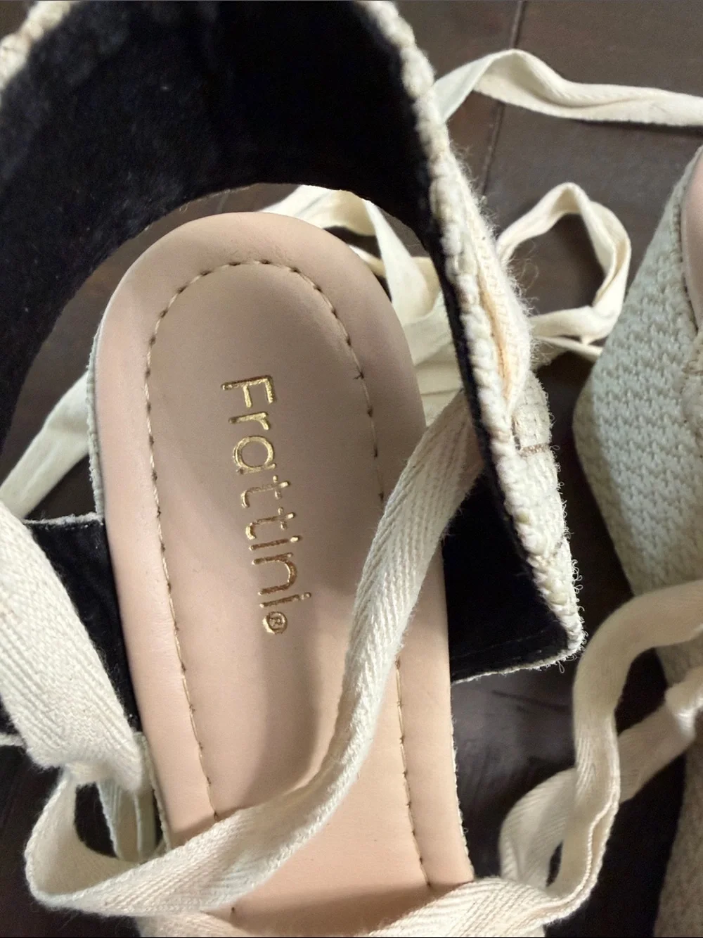 Black and Cream Tie Ankle Espadrille Flats - Women's Shoes